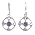 Pierres précieuses naturelles aux améthyste violet avec 925 pendentifs en argent sterling Pendentifs bijoux simples